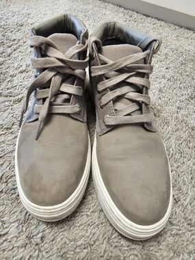 Timberland Women's Taupe High-Top Sneakers with White Sole